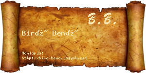 Biró Benő névjegykártya